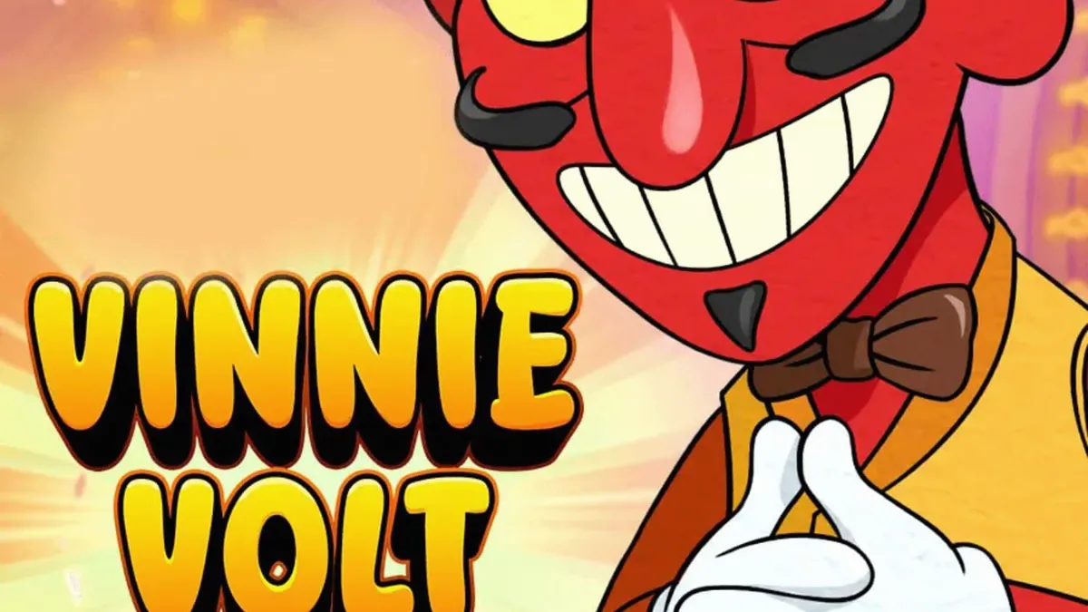 Vinnie Volt: Devil Wilds slot machine interface featuring a dapper devil character